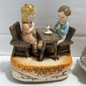 Vintage Sankyo Japan Music Box Rotates Musical Boy and Girl